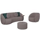 Conjunto Decorativo Sofá 240cm e Poltrona Clarke com Puff Round Veludo Rosê G45 - Gran Belo