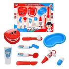 Conjunto Dentista Doutores Vermelho E Azul - Bbr Toys
