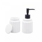 Conjunto Dispenser Banheiro Cerâmica Branco - Lyor