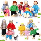 Conjunto Dollhouse Family Skylety Wooden, 20 unidades com 16 bonecos e 4 animais de estimação