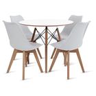 Conjunto Eames Mesa Branca 90cm e 4 Cadeiras Leda Branca