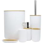 Conjunto Elegante de Banheiro Com 6 Itens em Preto e Bamboo Ideal Para Presente - Zonne