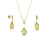 Conjunto Em Ouro 18k Pedra Natural Green Gold