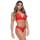 Conjunto em Renda sem Bojo Delicado Sol Patitex - Vermelho G