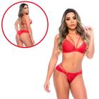 Conjunto em Renda sem Bojo Strappy Delicado Patitex Vermelho Tamanho G