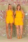 Conjunto em Viscose de Shorts Cós Alto e Blusa Cavada - Mariah Bo - Amarelo