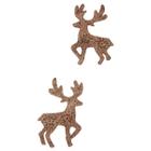 Conjunto Enfeite De Natal Rústico Com 2 Renas Clássicas Em MDF Com Glitter Para Decoração Natalina