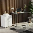 Conjunto Escritório Home Office com Mesa Industrial + Gaveteiro Branco/Preto Madesa