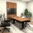 Conjunto Escritório Mesa 2m Caixa Tomada e Painel TV NG F5 - F5 Office G