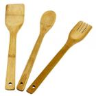 Conjunto Espátulas Pegadores de Bambu Kit 3 peças Cozinha