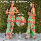 Conjunto Estampado Feminino Calça e Cropped adulto