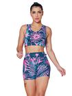 Conjunto Estampado Top Fitness + Short Moda Academia Corrida Caminhada Feminina - WOLFOX