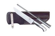 Conjunto faca de inox cabo de alumínio 8" com bainha e chaira af-corte azevedo