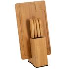 Conjunto Facas Cozinha Com Suporte e Tábua Em Bambú 6 peças Welf