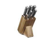 Conjunto Facas Pretas 5 Pc+Suporte Em Madeira Chef - Mundial - Hercules