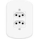Conjunto Fame 4X2 Branco Com Placa 2Tomadas 10A
