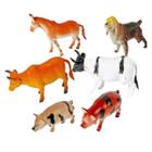 Conjunto Fazenda 06 Peças Kit Animais Brinquedo Emborrachado - Toy King Banho Piscina Praia Maquete