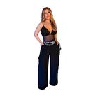 Conjunto Feminino alfaiataria Calça Pantalona Blusa Body Tule Festa Elegante Social