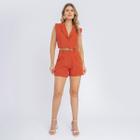 Conjunto Feminino Alfaiataria Colete E Short Social Elegante