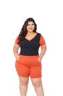 Conjunto Feminino Bermuda E Blusa Plus Size Xg Malha Cbb