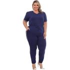 Conjunto Feminino Blusa e Calça Plus Size Malha Moda Curvy