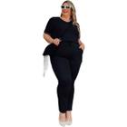 Conjunto Feminino Blusa e Calça Plus Size Malha Moda Curvy