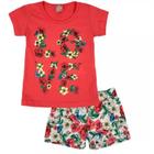 Conjunto feminino Blusa meia malha e Short em cotton sublimado 11639