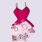 Conjunto Feminino Blusa perolas Short Estampado cinto 0235