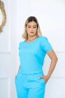 Conjunto Feminino Calça E Blusa LINHO Social Trabalho - AZUL TURQUESA