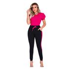 Conjunto Feminino Calça E Blusa Moderno Festa Trabalho Rosa Verão Moda Casual Dia a Dia Malha Crepe