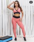 Conjunto feminino calça e top brocado - MISS FITNESS