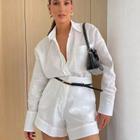 Conjunto Feminino Casual de Verão - Manga Longa com Shorts e Camisa