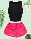 Conjunto Feminino Cropped com Shorts de Academia Serve para Praia Piscina - Kgente