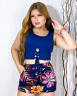 Conjunto Feminino Cropped Short Estampado Roupa Feminina