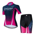 Conjunto Feminino Cycling Camisa Bretelle Ou Bermuda Gel
