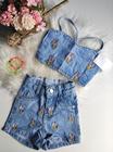 Conjunto feminino Disney -short jeans e cropped - modinha