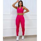 Conjunto Feminino Fitnes Academia Tecido Cirre 3D , Top e Calça