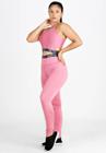 Conjunto Feminino Fitness Calça Legging Cintura Alta + Cropped Alcinha - Rosa