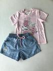 Conjunto feminino infantil fiower love think Petit cherie