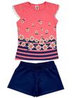 Conjunto Feminino Infantil Summer Flower - Lual Kids - Salmão/Groselha