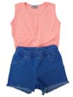 Conjunto Feminino Kukiê Blusa Rosa e Short