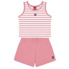 Conjunto feminino kyly menina listrado rosa