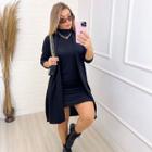 Conjunto Feminino Lanzinha Vestido E Cardigan Manga Longa