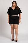 Conjunto Feminino Plus Size Croped Bermuda Canelado - Serena