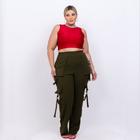 Conjunto Feminino Plus Size Cropped e Calça Cargo 0273