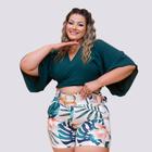 Conjunto Feminino Plus Size Cropped Transpassado Short 0220