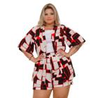 Conjunto Feminino Plus Size Estampado Kimono E Shorts