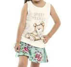 Conjunto Feminino Regata Urso Com Short Saia Nº 1 Ao 3