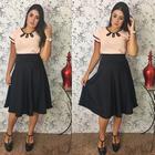 Conjunto Feminino Saia rodada Midi + Blusa Gota manga curta Moda Evangelica