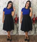 Conjunto Feminino Saia rodada Midi + Blusa Gota manga curta Moda Evangelica